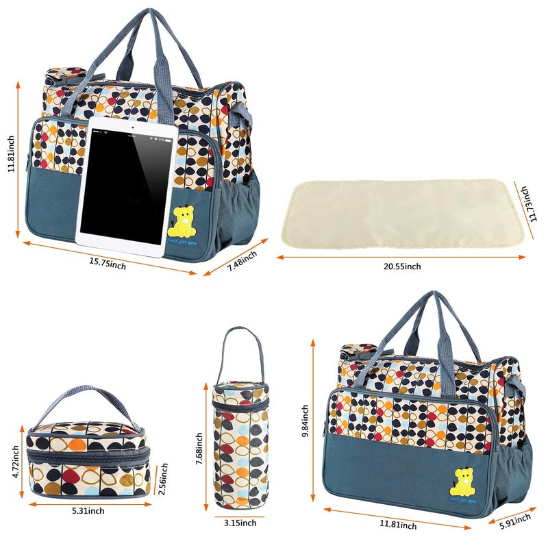 Moclever 5PCS Diaper Bag Tote Set for Baby Essentials - Large Baby Bags for Mom, Waterproof Maternity Bags with Bottle Bag, Food Bag & Changing Pad (Gray) - Image 3